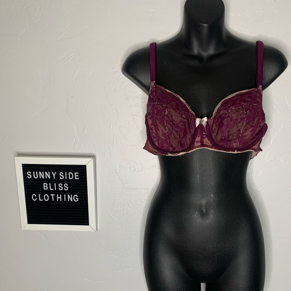Victoria’s Secret Burgundy Lace Unlined Demi Bra 34DD Body by Victoria